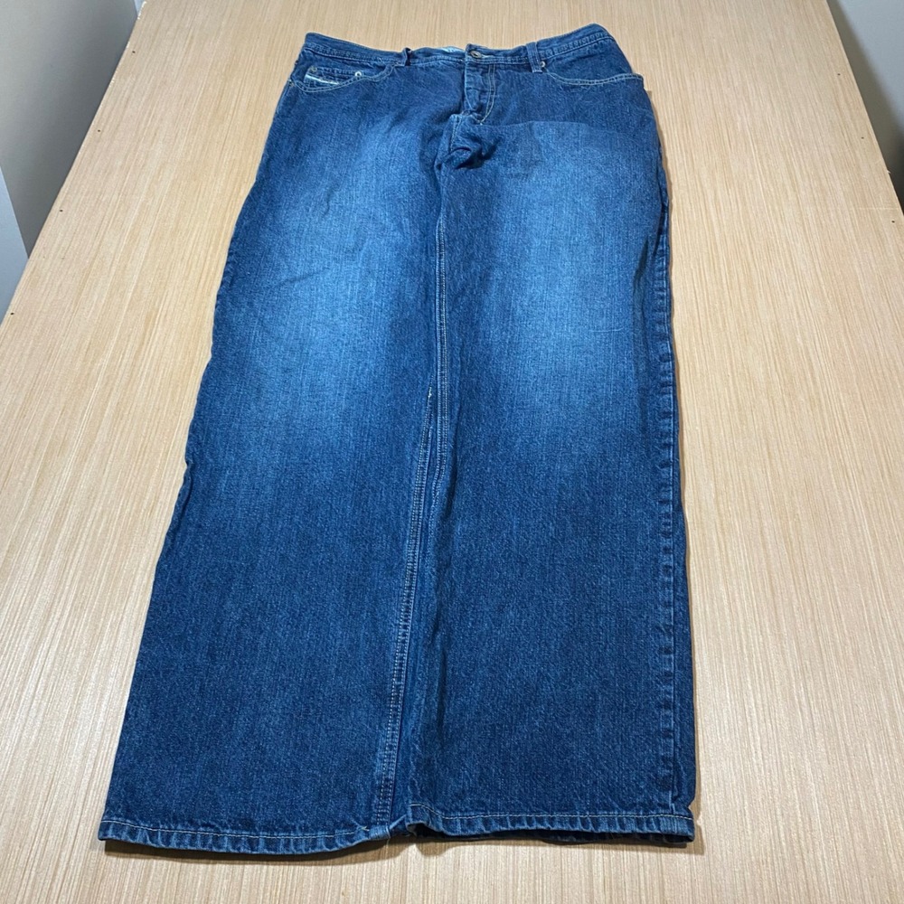 Paco Jeans Mens 34x33 Relaxed Fit Wide Leg Blue Denim Embroidered Back Pockets
